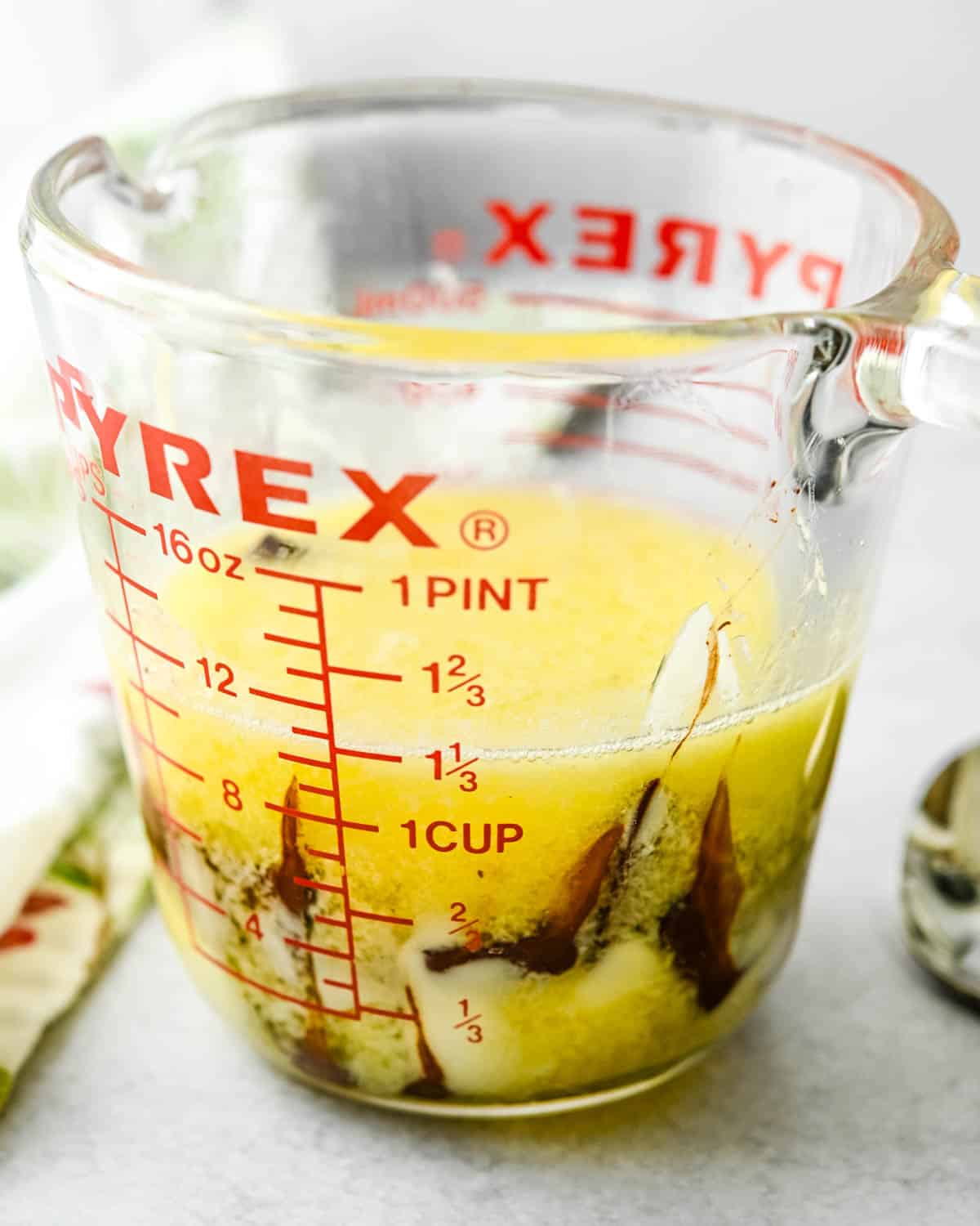 melting chocolate and butter in a glass measuring cup.