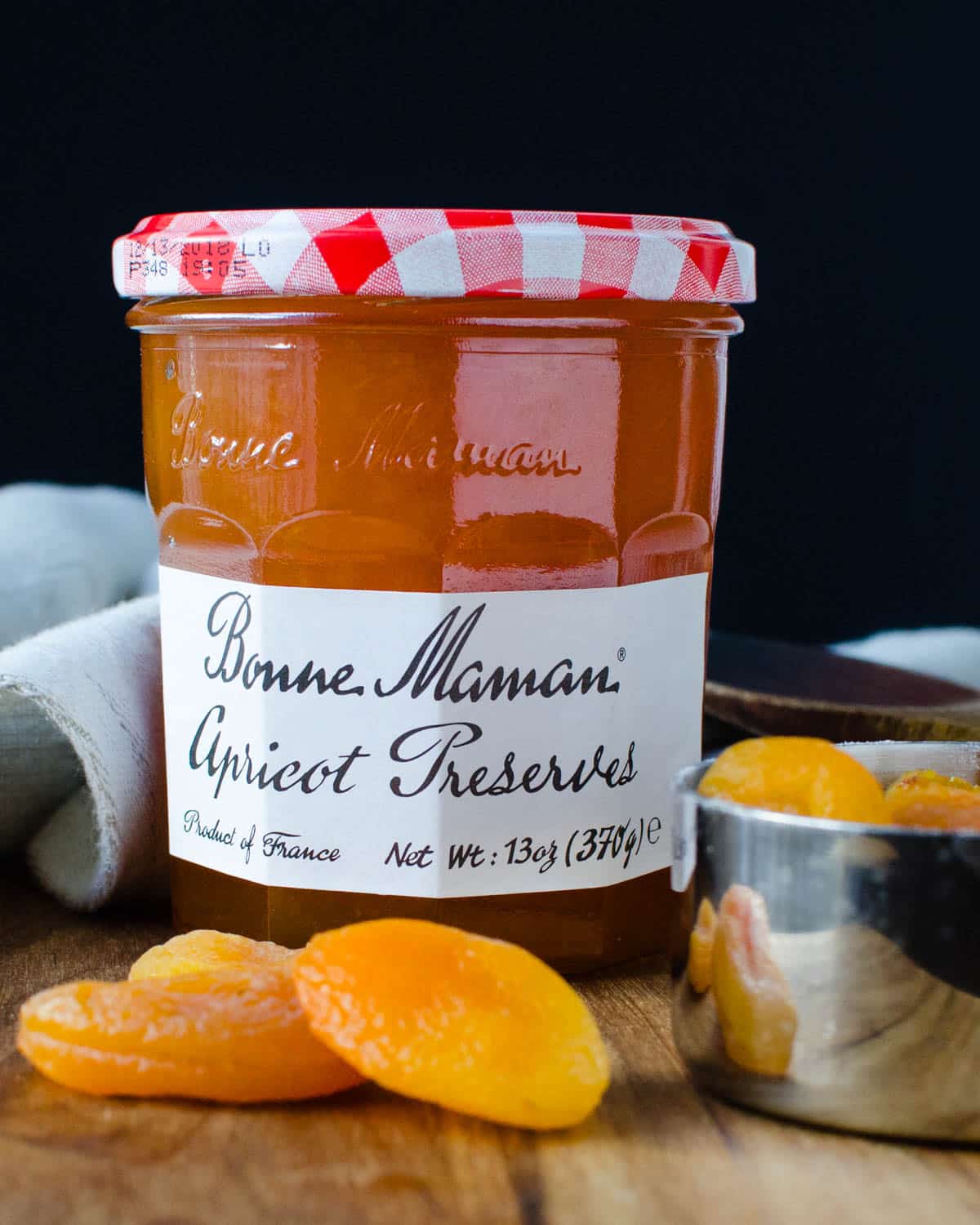 Apricot jam and dried apricots.