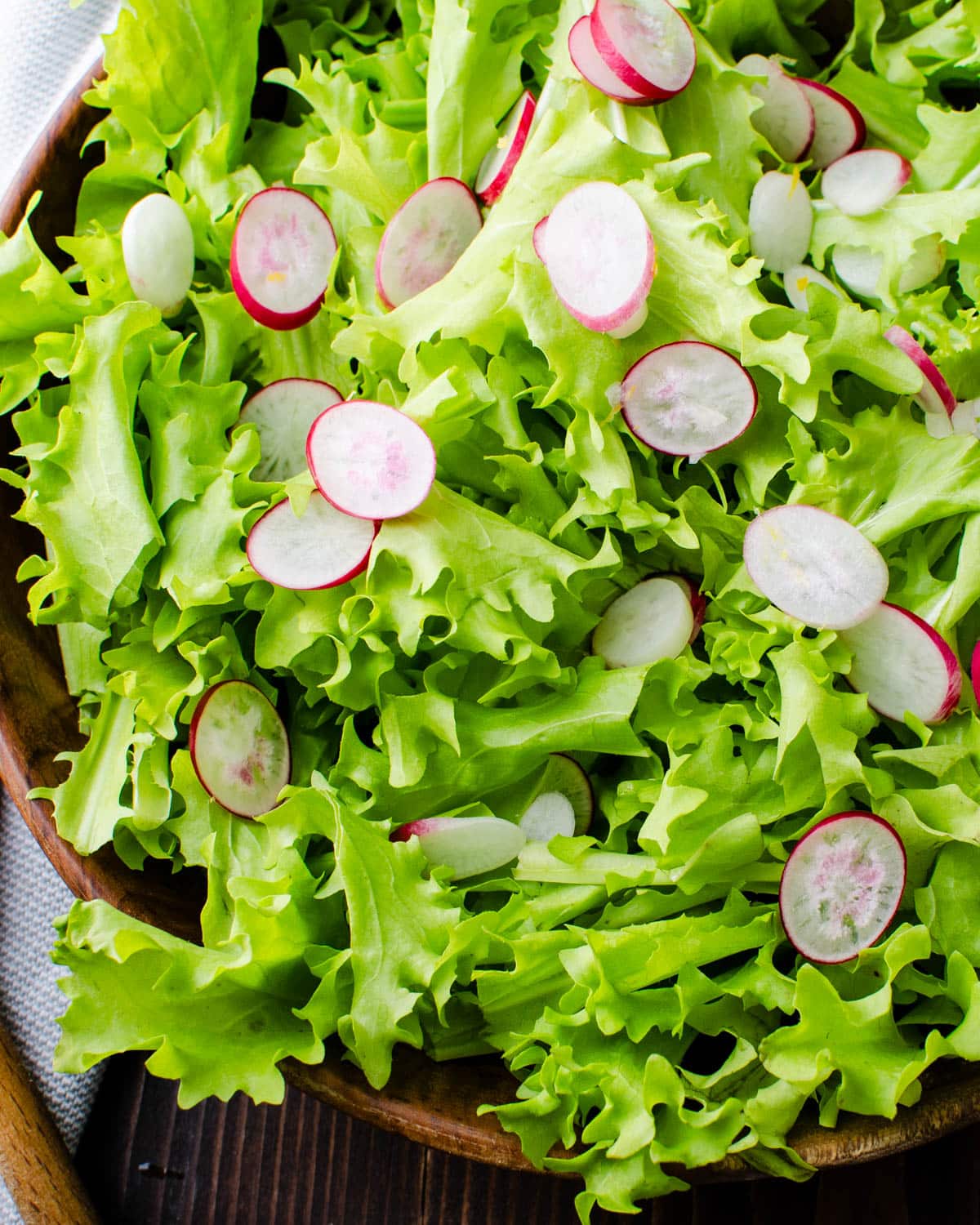 frisee lettuce and radishes.