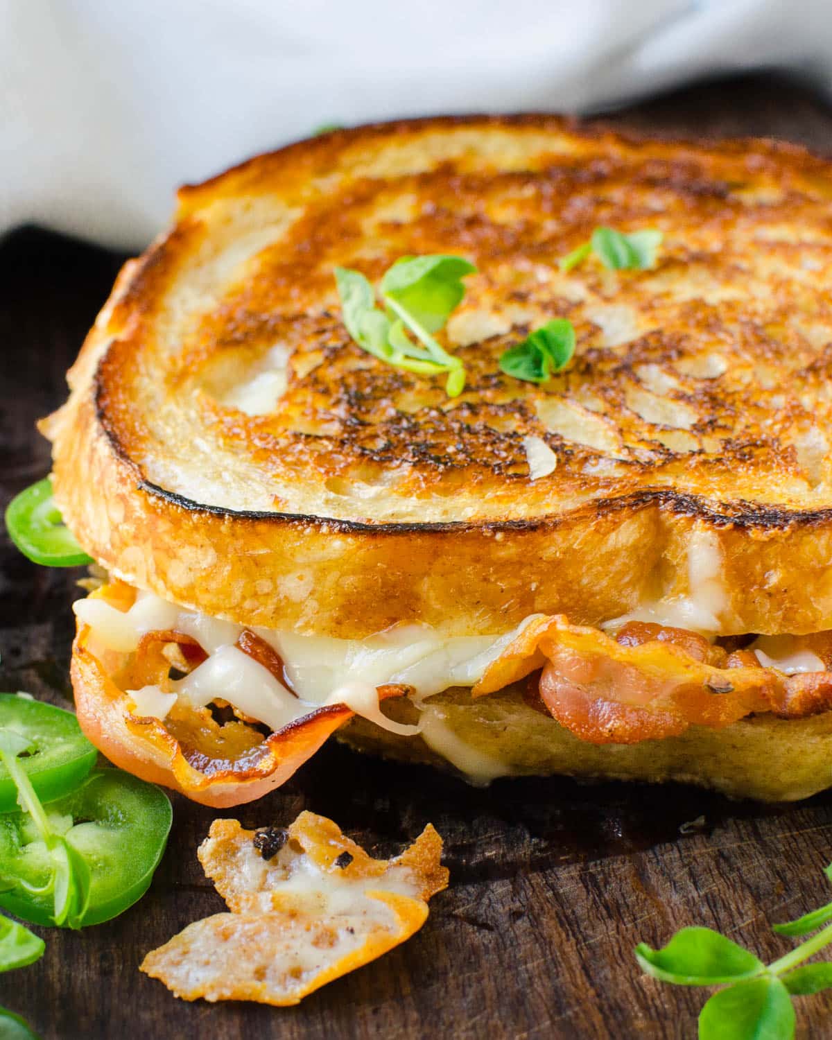 A gourmet grilled cheese sandwich.