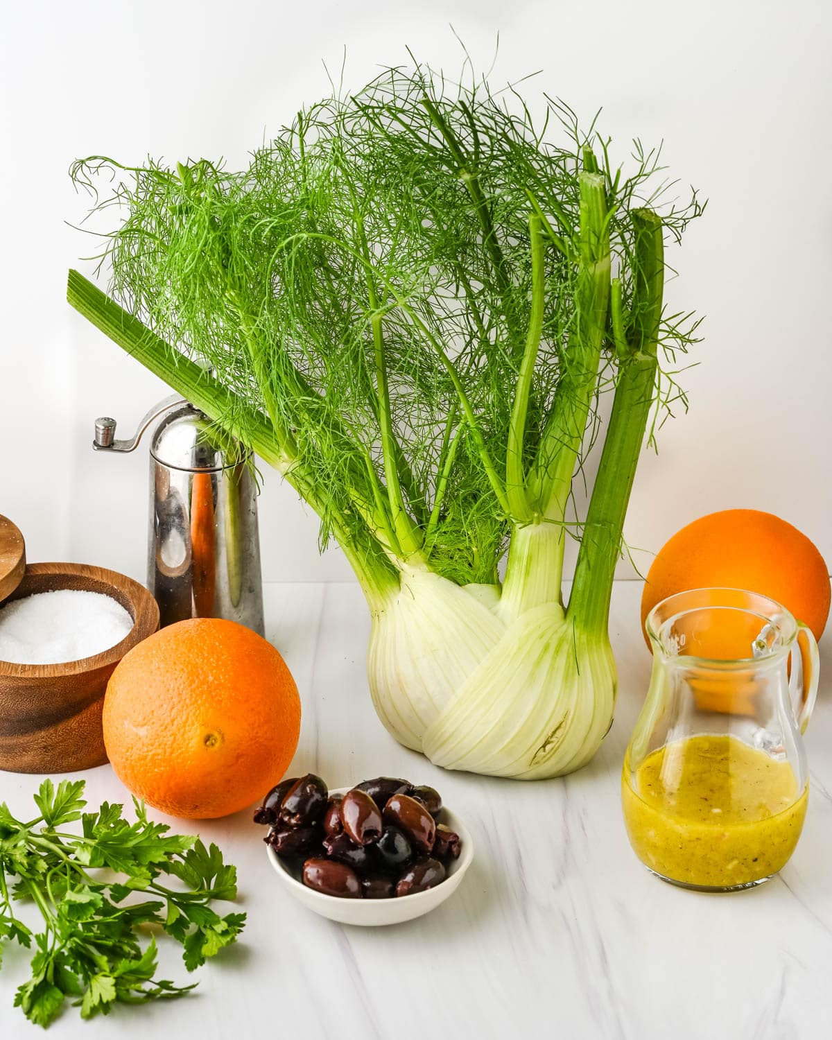 Ingredients for the orange fennel salad.