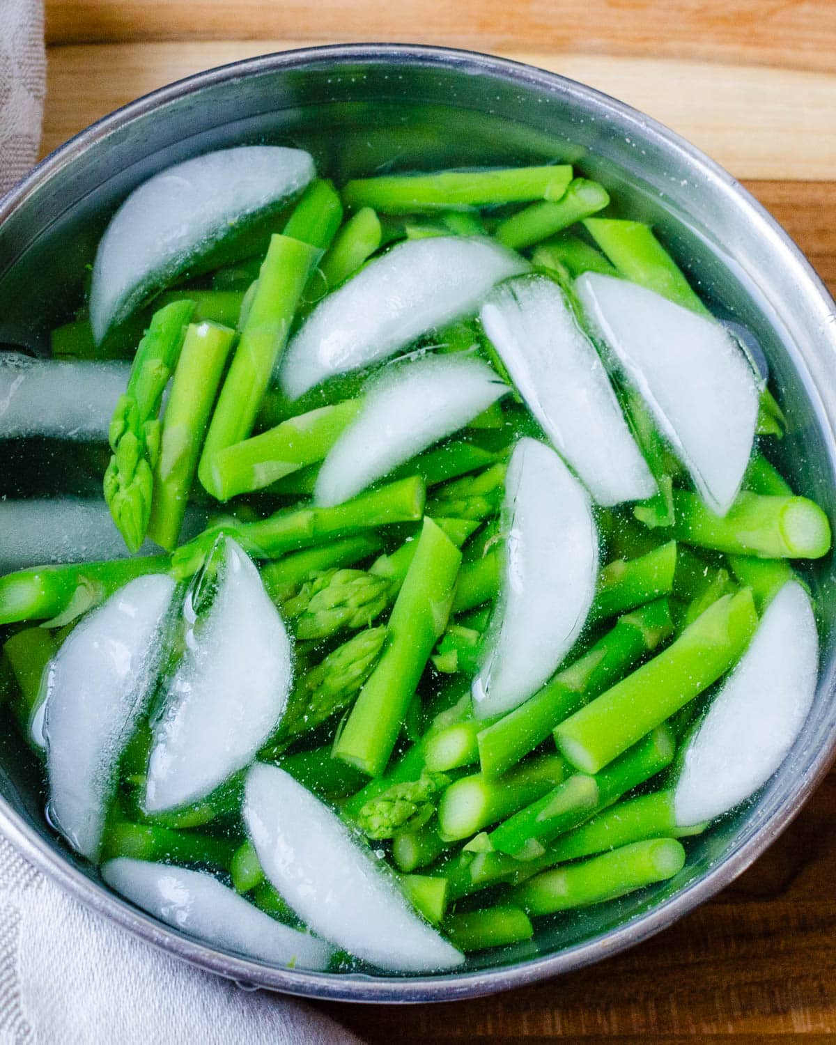 Blanch asparagus.