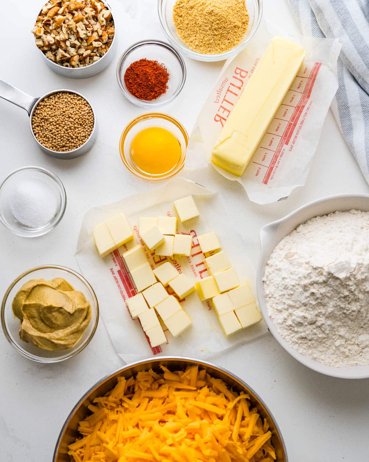 Ingredients for the cheddar crackers.