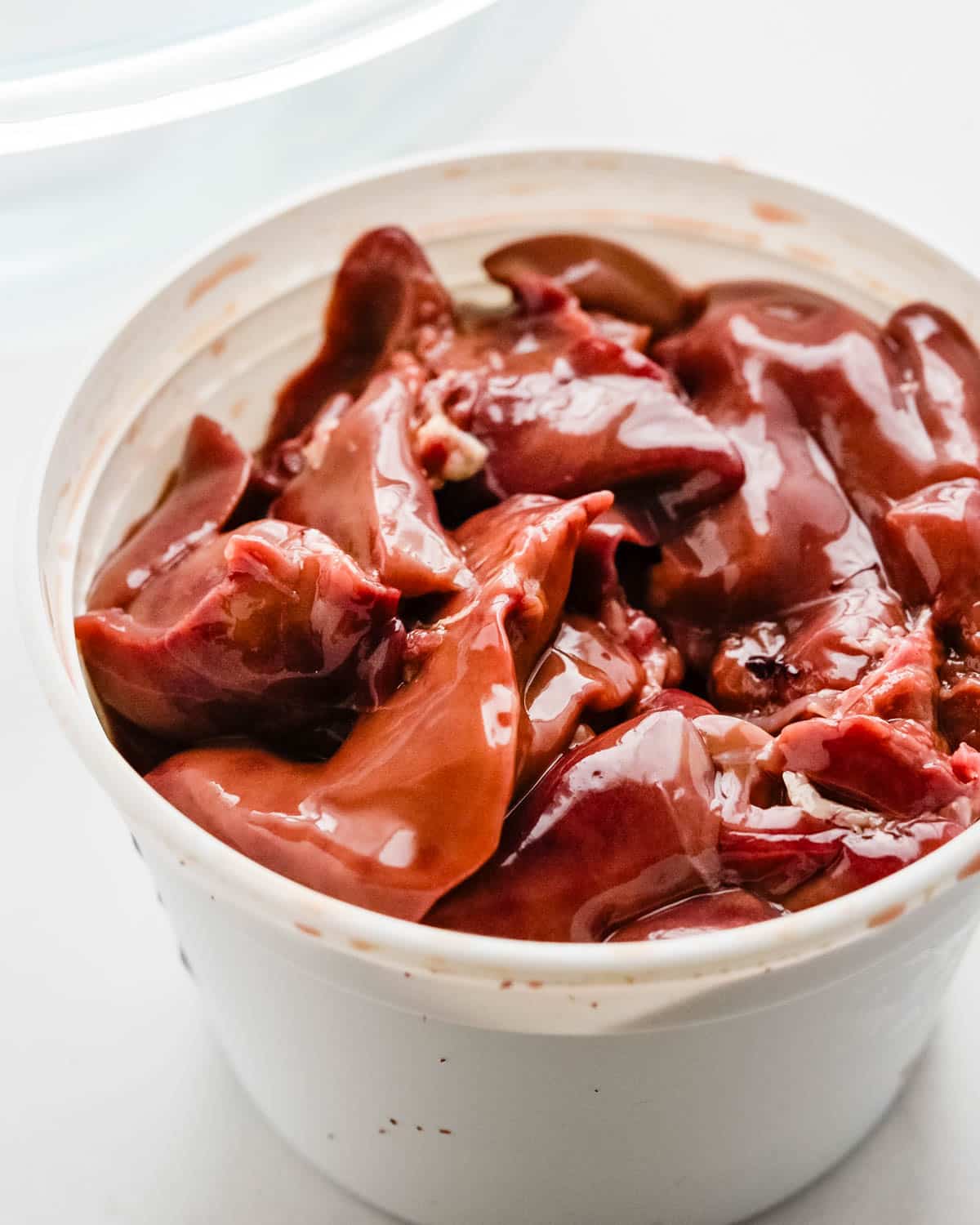A container of chicken livers.