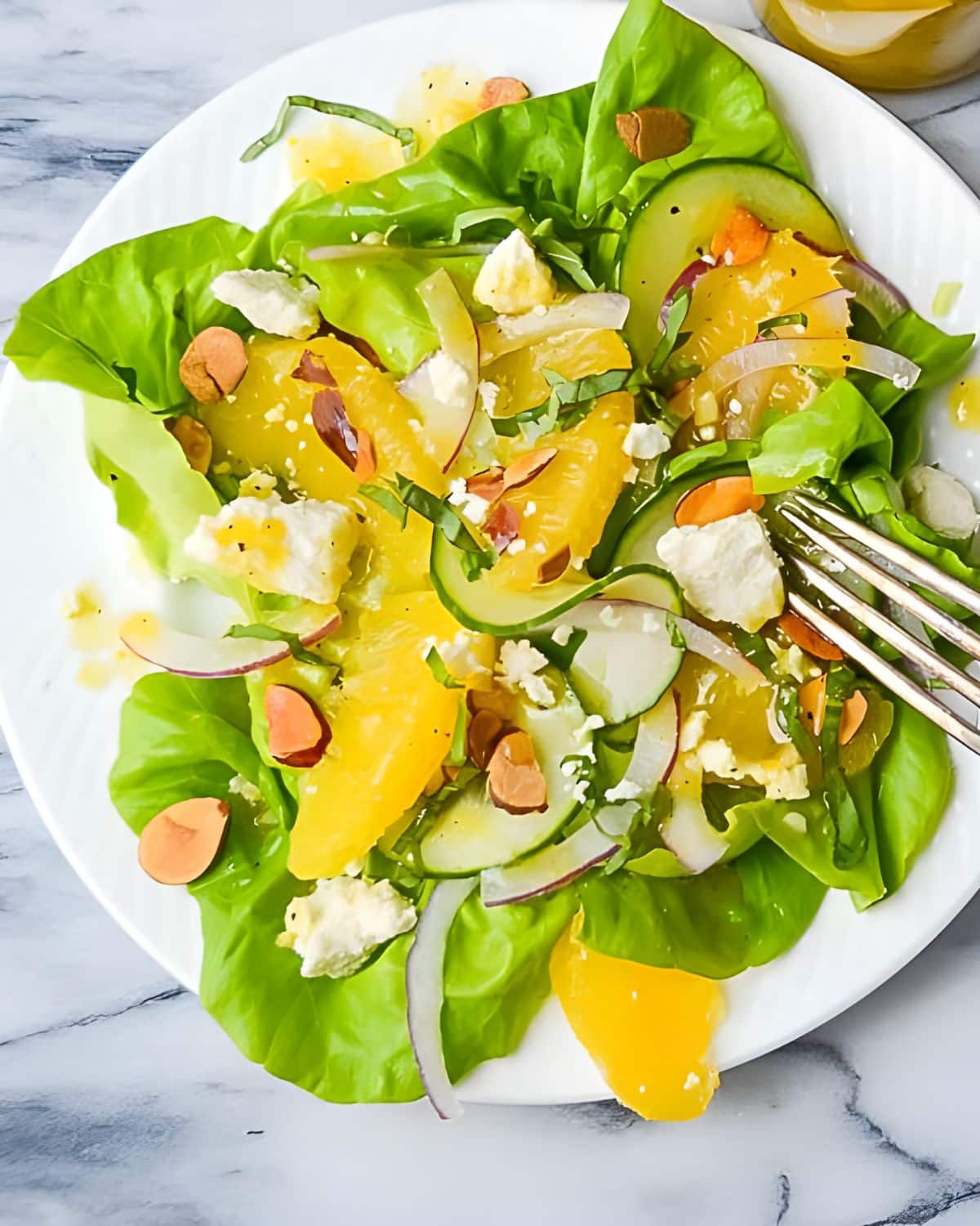 Serving the citrus and almond salad.