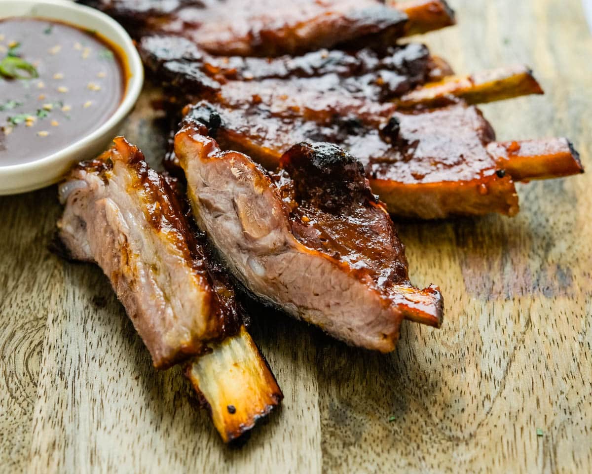 Serving the Korean short ribs recipe with extra BBQ dipping sauce.
