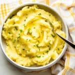 Creamy yukon gold mashed potatoes in a bowl.