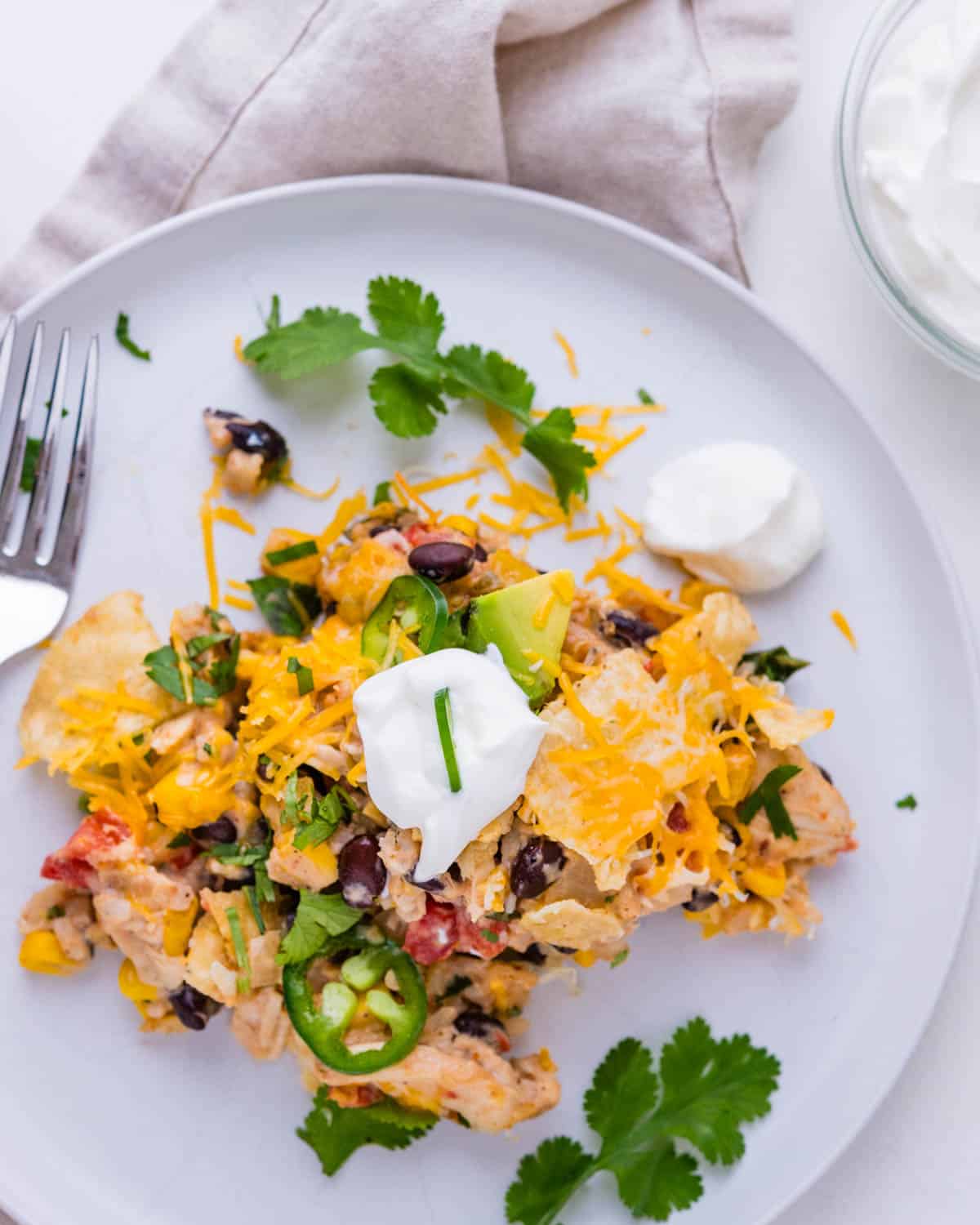 A serving of the Mexican casserole recipe.