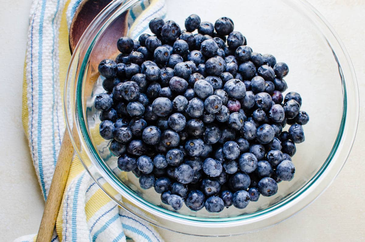 a bowl of blueberries.