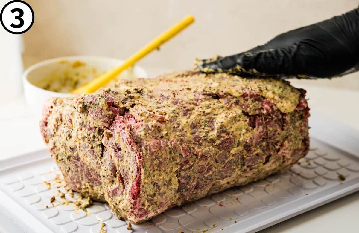 Add the mustard and horseradish paste.