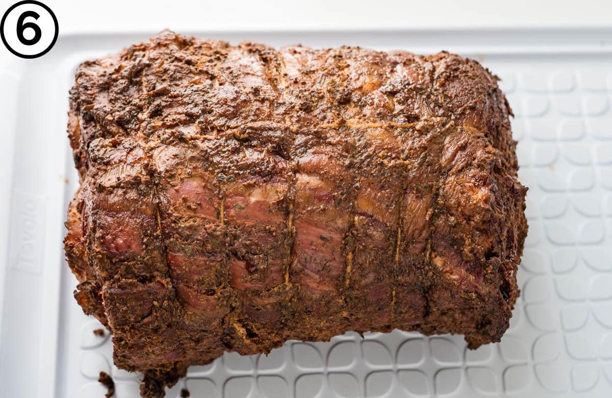 Remove from the heat and rest the meat.