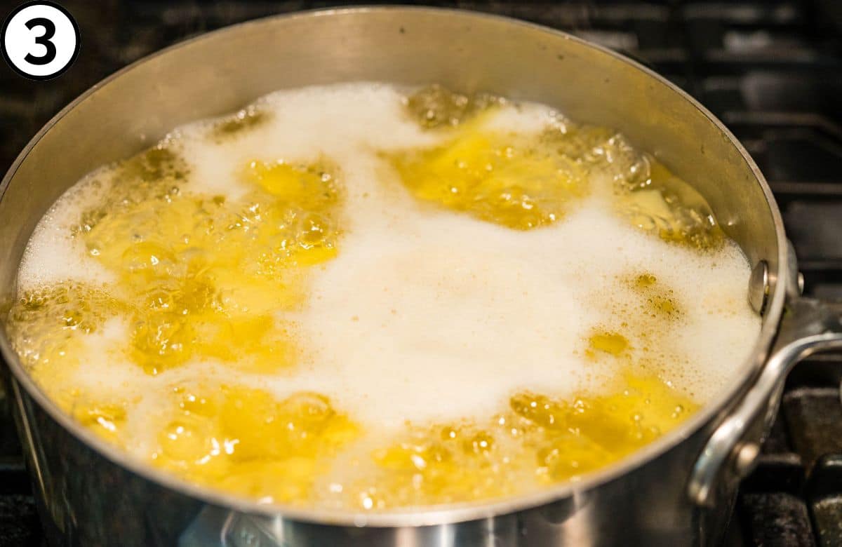 Boil the potatoes.