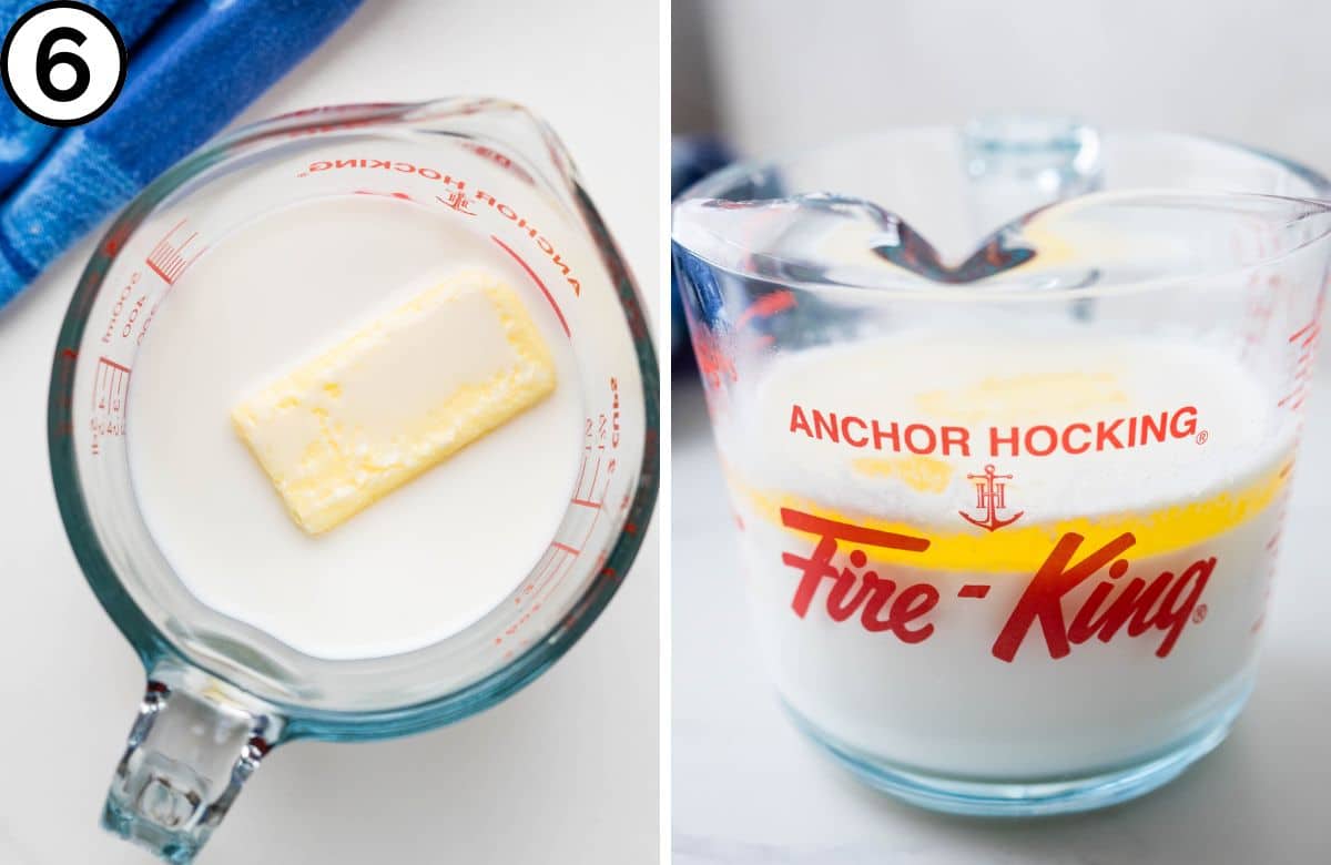 warm the milk and butter.