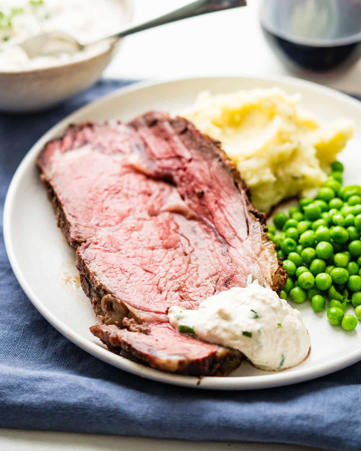 Prime rib with horseradish sauce.