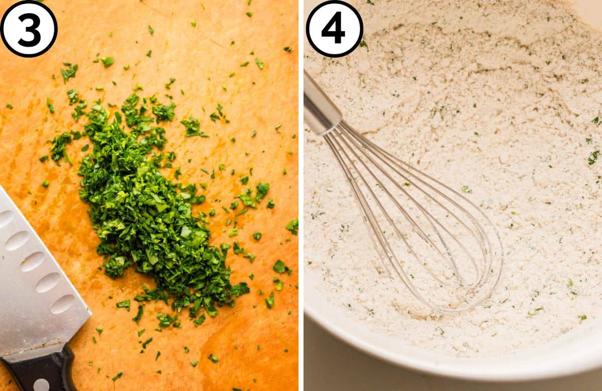 Chop parsley and mix with Bisquick.