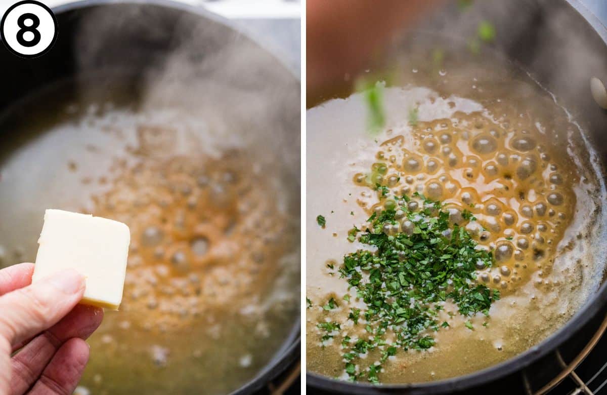 Add butter lemon and parsley.