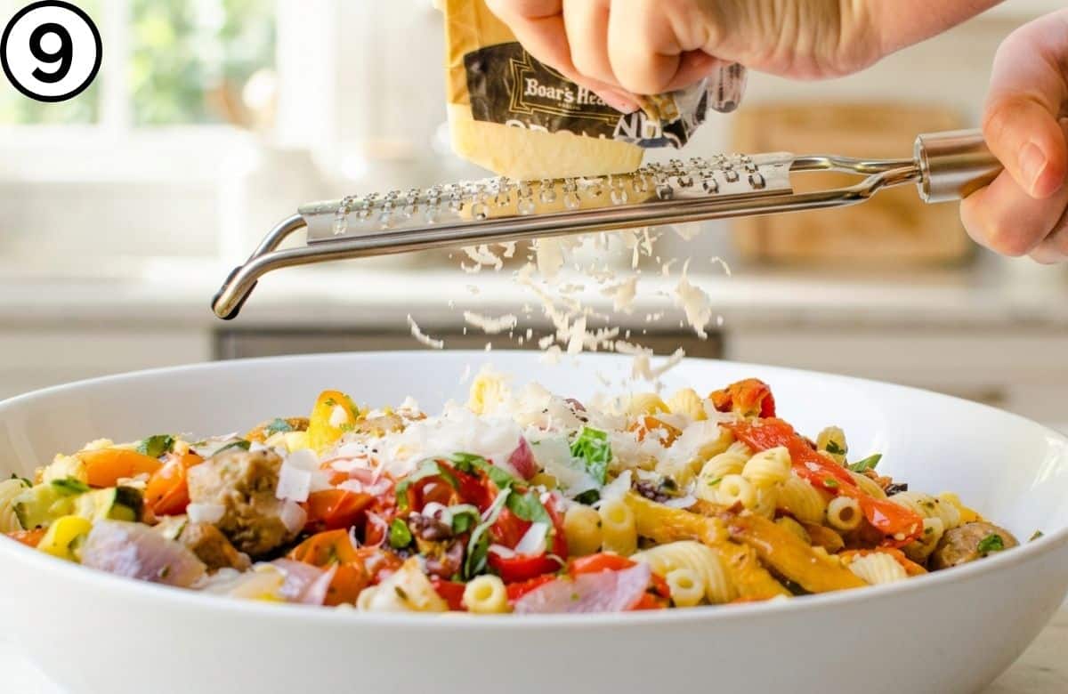 Garnish with grated parmesan cheese.