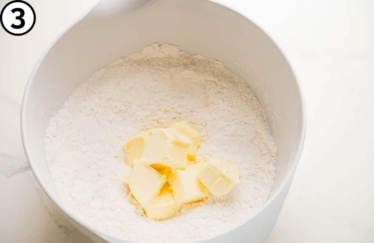 Whisk the dry ingredients together and add room temperature butter.