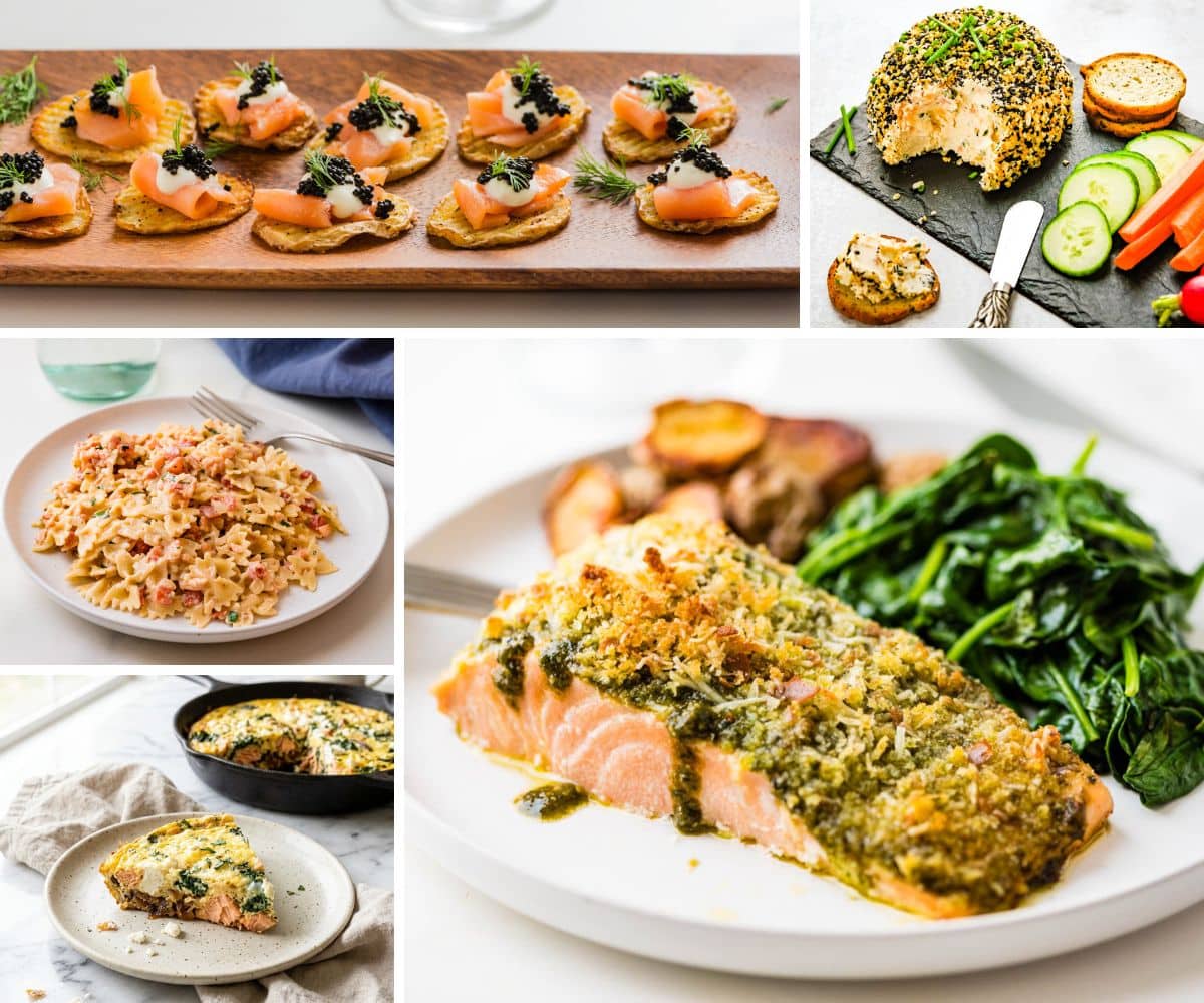 salmon and smoked salmon collage.