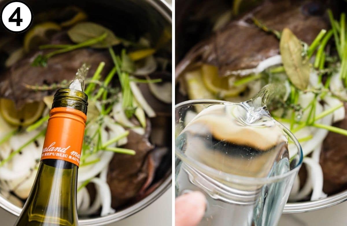 Adding water and wine.