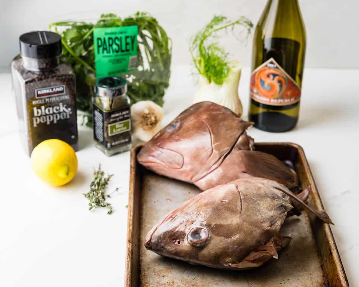 Ingredients for fish stock.