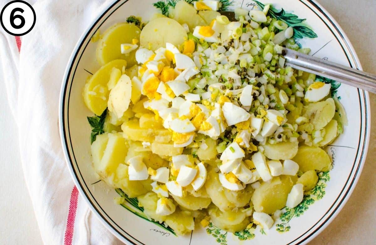 Add the chopped eggs.