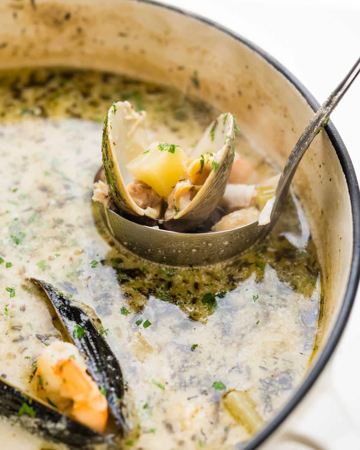 ladling out the chowder.