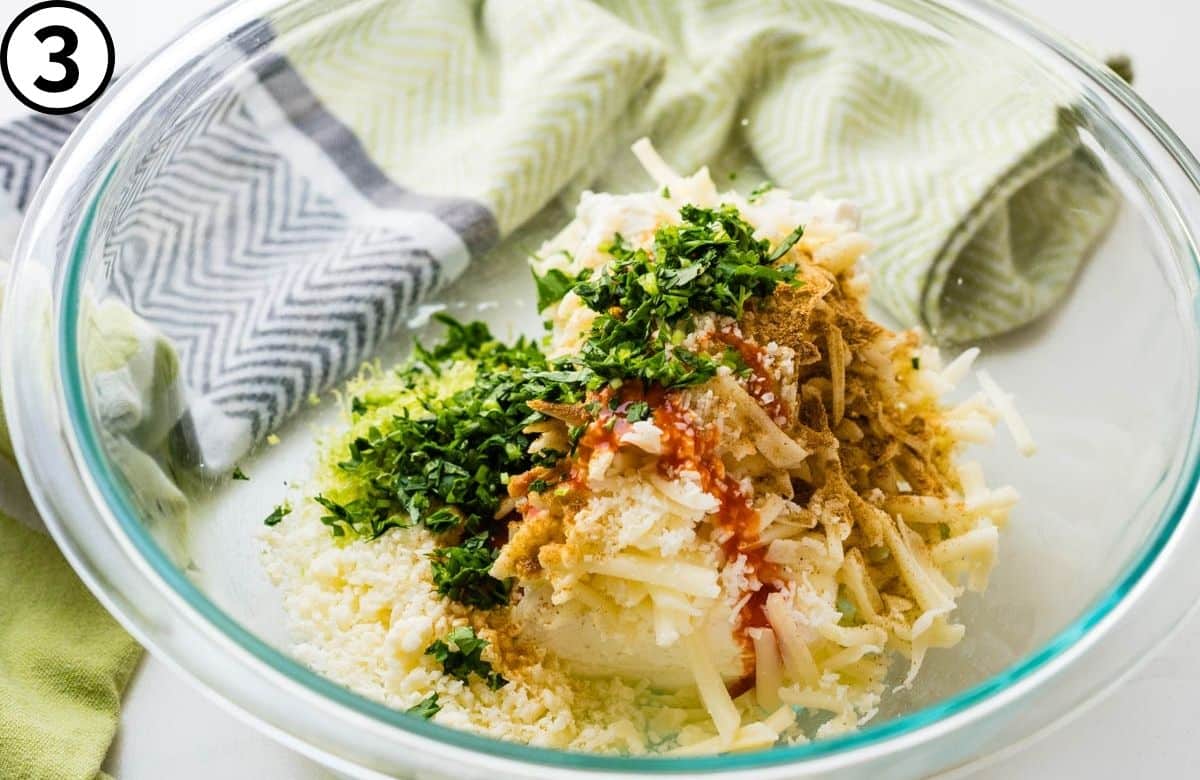 Combining the dip ingredients.