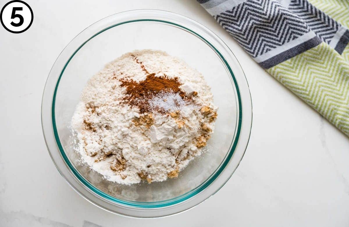 Mixing the dry ingredients for the crisp topping.