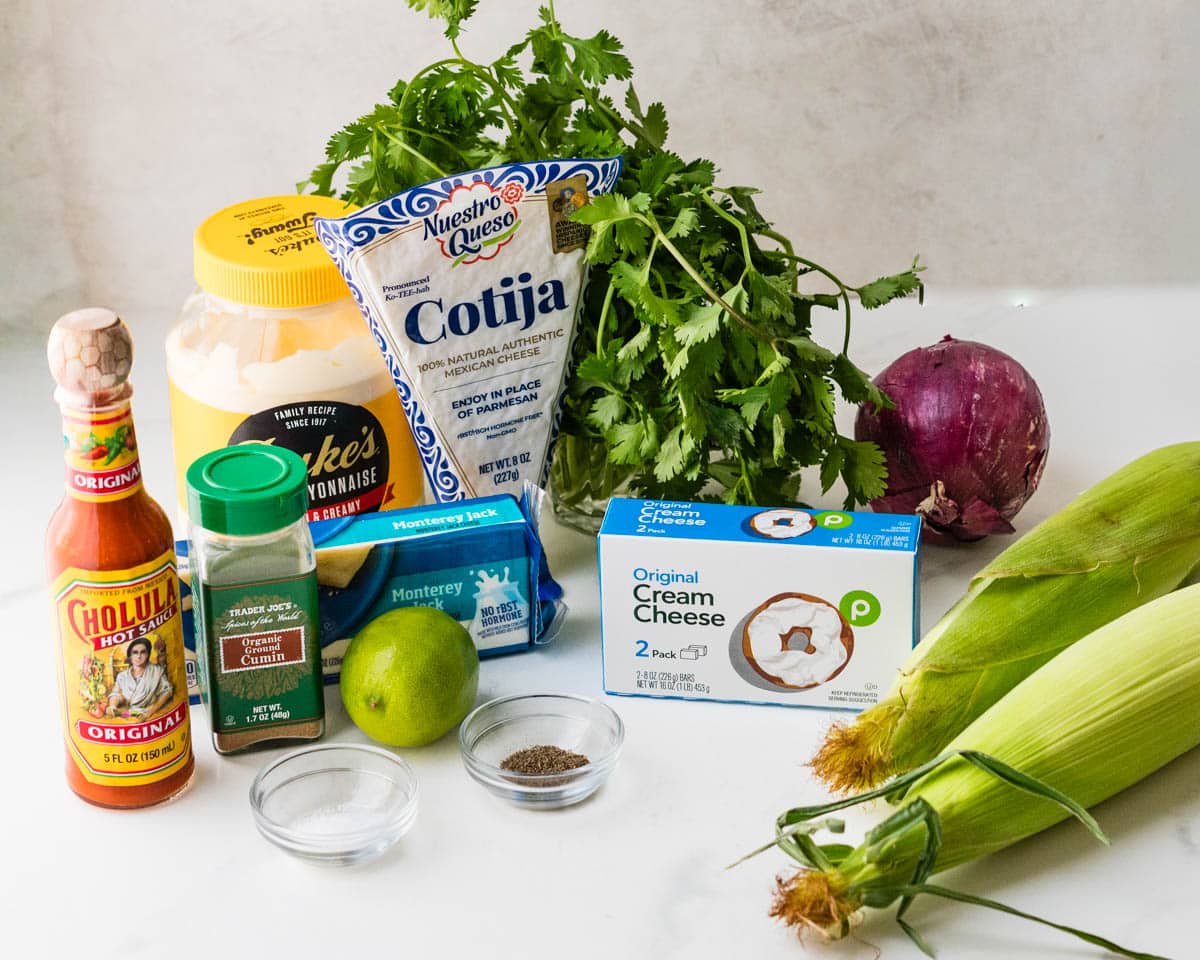 Ingredients for the corn dip.