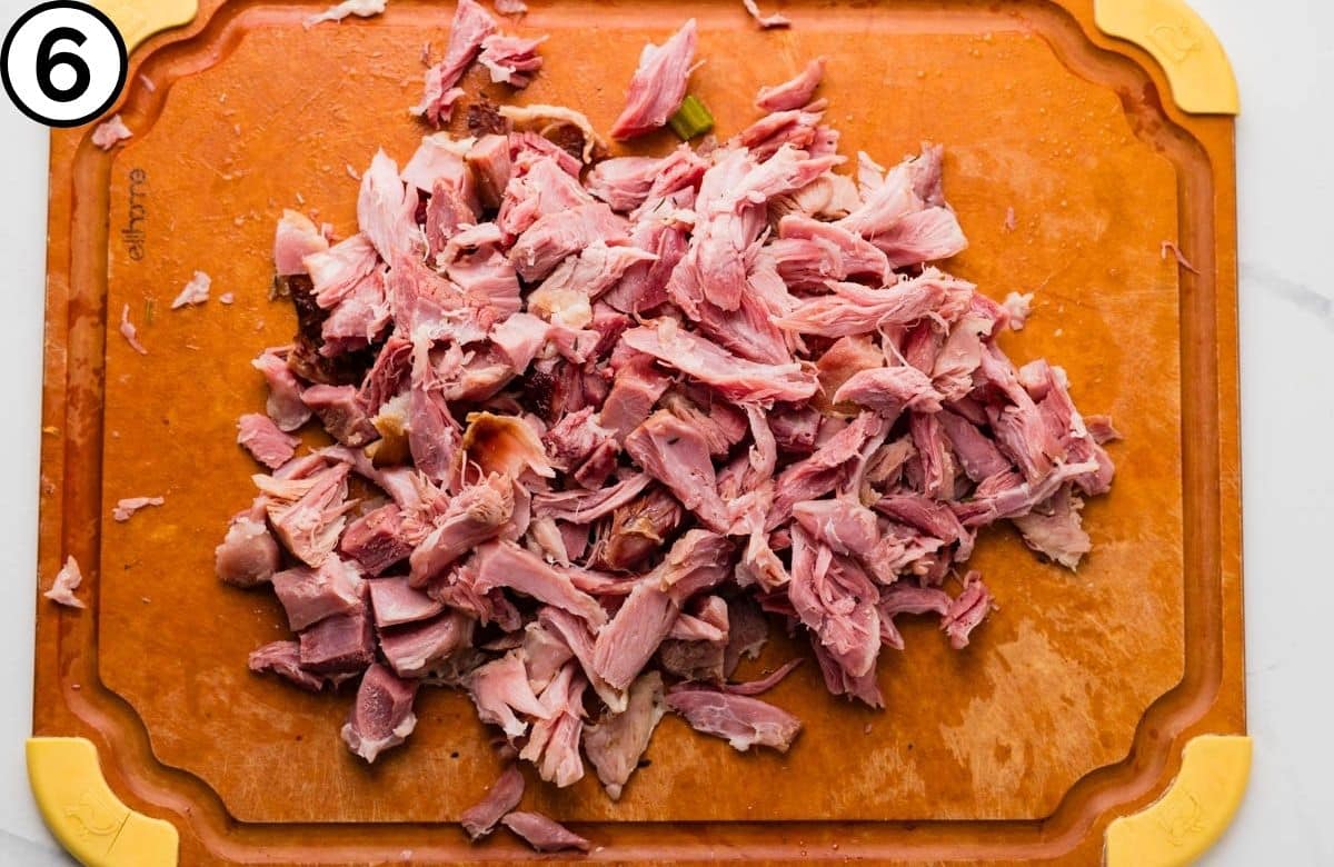 Remove any ham from the bone.