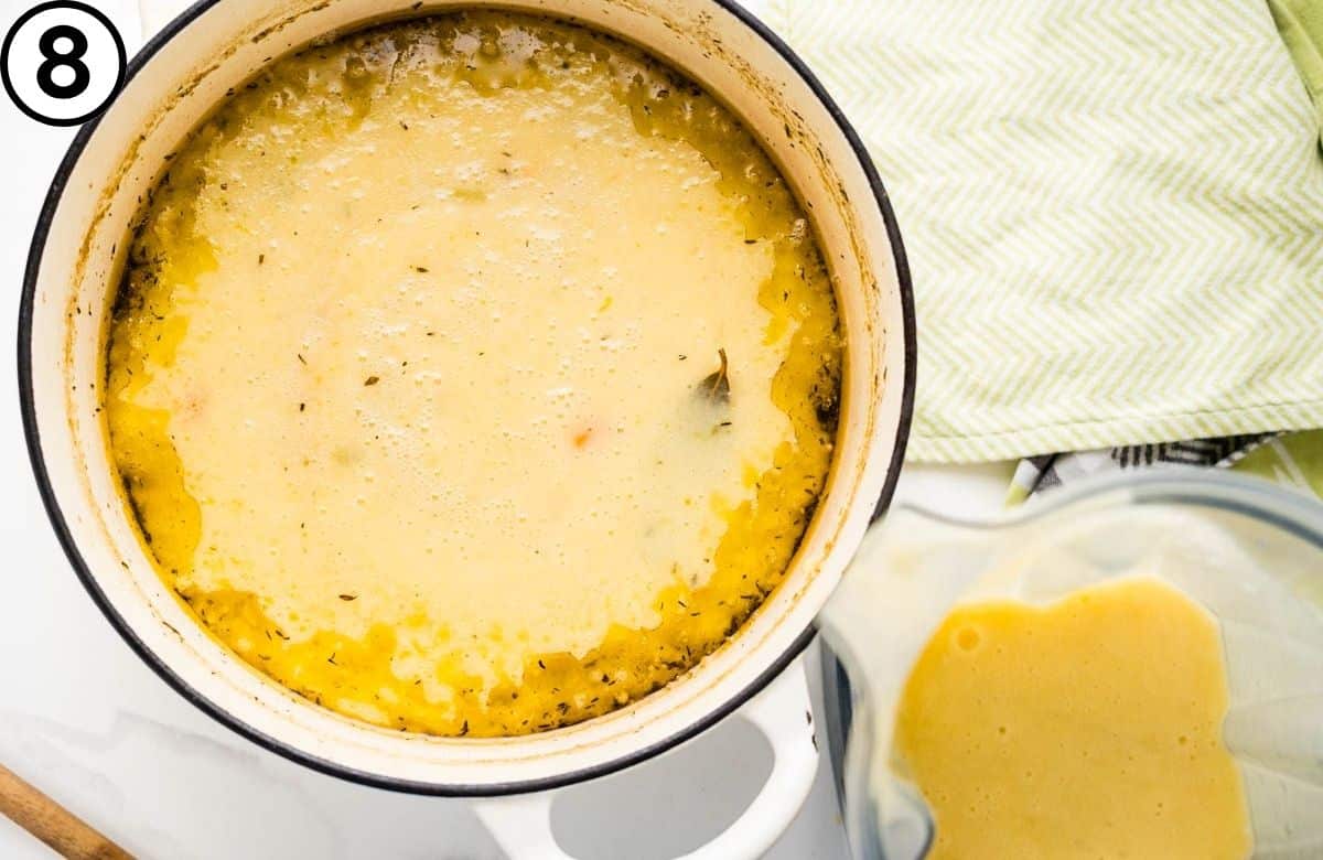 Add the potato puree back to the pot.
