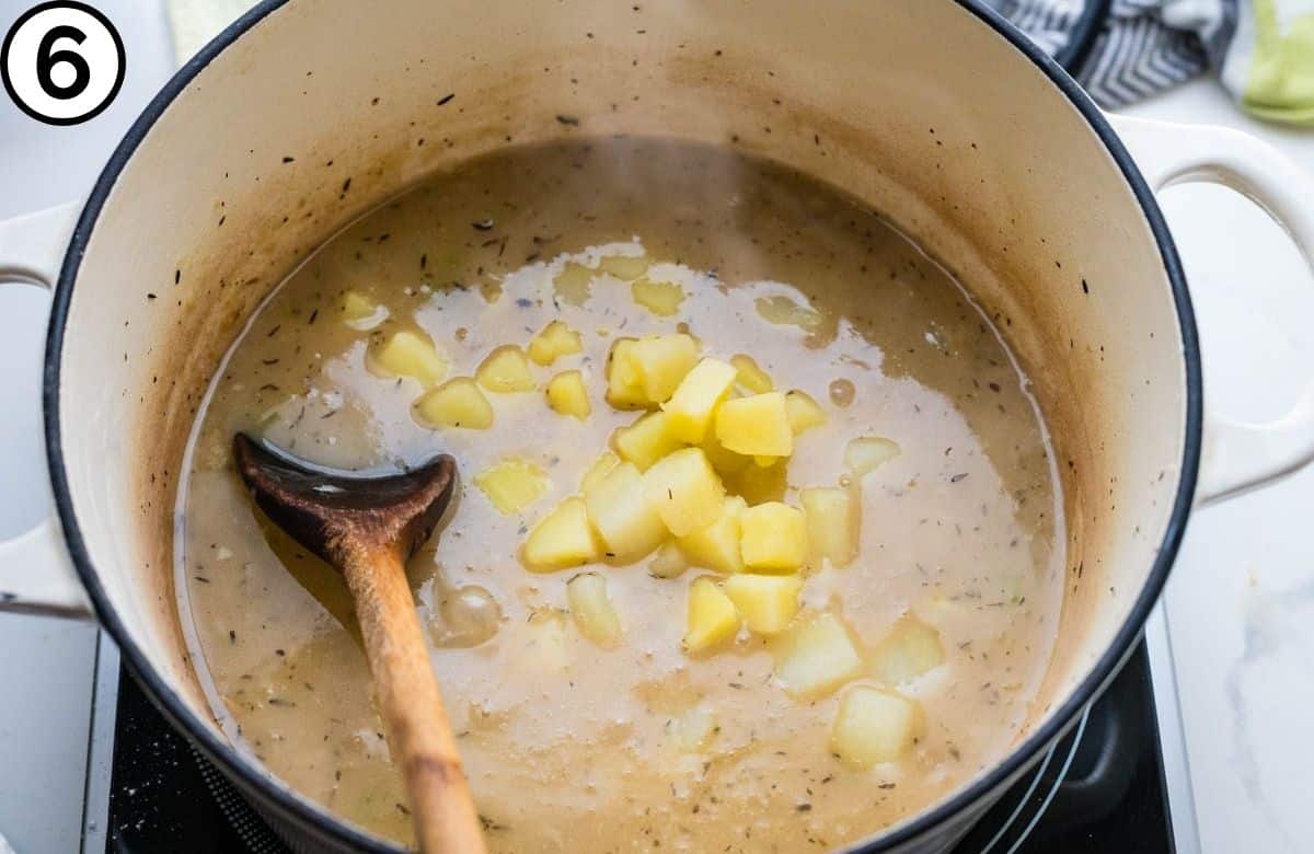 Add the cooked potatoes.